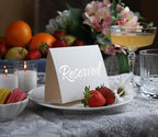 20 Pack Modern White Reserved Table Sign with Gold Letters - Reserved Signs For Wedding - Wedding Accessories - Tent Signs For Reserving Seats & Places - Place Cards for Party, Event