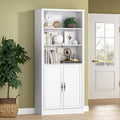 BORNOON 71.4" Tall Bookshelf with Cabinet, 5-Tier Floor Standing Bookcase with Doors & Adjustable Shelves, 31.5" Wide Storage Shelf, Metal Handles, Modern Organizer for Home Office, Living Room