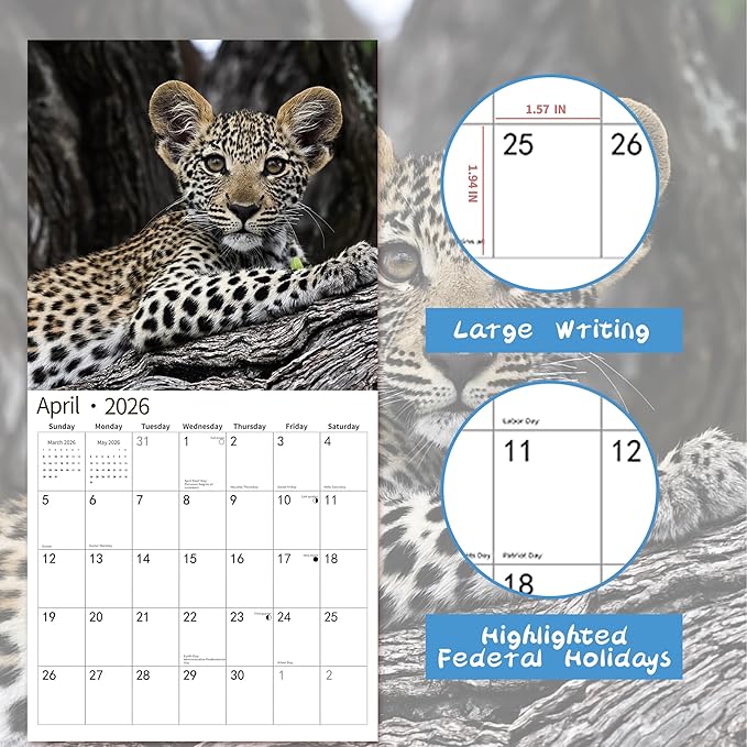 2026 Wall Calendar,Calendar 2026, November 2025 - December 2026, Wall Calendar Baby Animals, 12" x 24" Opened,Full Page Months Thick & Sturdy Paper for Calendar Organizing & Planning