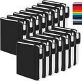 feela 15 Pack Pocket Small Notebooks Bulk, Mini Cute Notepads Hardcover College Ruled Lined Journals with Pen Holder for School Business Memos, with 15 Black Pens, 3.5”x 5.5”, A6, Black