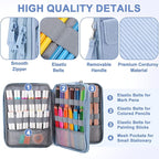 VASCHY Colored Pencil Case, Corduroy Large Pencil Pouch for Art Pens Markers Gel Pens Big Holder Organizer Fits 192 Pencils for Girls Women Light Blue