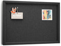 Fluxynara Felt Cork Board Alternative, Felt Bulletin Board 16" x 12" Black Frame with 8 Adhesive Tabs, Pin Board for Home Office, Classroom, Entryway, Kitchen Wall Decor—Black