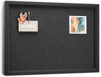 Fluxynara Felt Cork Board Alternative, Felt Bulletin Board 16" x 12" Black Frame with 8 Adhesive Tabs, Pin Board for Home Office, Classroom, Entryway, Kitchen Wall Decor—Black