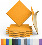 Amantech 12 Pack Acoustic Panels Self Adhesive Sound Proof Foam, High Density Sound Acoustic Panel, 12X12X0.4 Inch Square Panels in Home, Office, Reccording Room, Studio,and more(Orange)