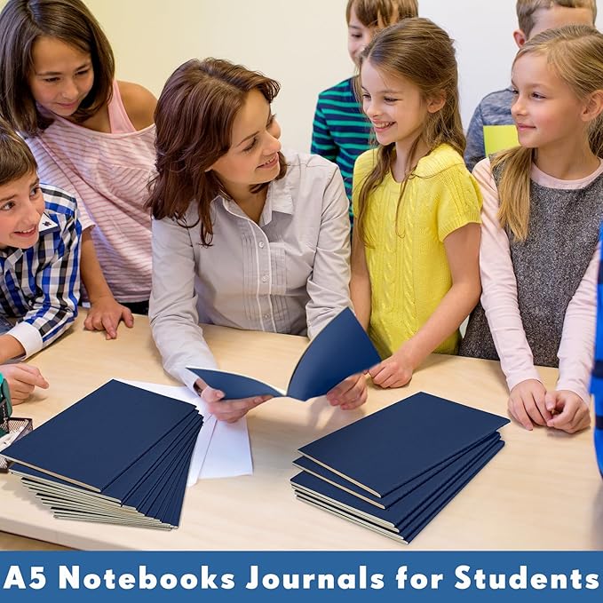 Mimorou 100 Pcs Journals Notebooks Bulk - Kraft Softcover A5 Small Notebooks 5.5 Inch x 8.3 Inch Notepads with 60 Page 30 Sheet for Writing Sketch Travel Office Supplies(Navy,Unlined)