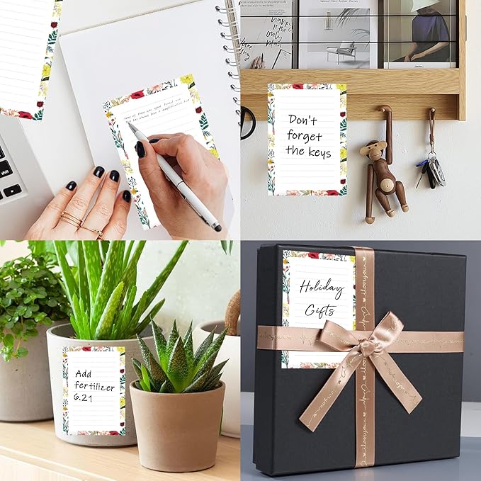 SXboxing Sticky Notes 4X6 Inches, 2 Pack Large Cute Self-Stick Pads, Bright Funny Memo Pads Easy to Stick for Home, Office Beautiful Boho Flowers