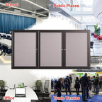 71×36 Inch Lockable Enclosed Bulletin Board, Weather-Resistant Outdoor Noticeboard with Locking Doors, Wall-Mounted Black Aluminum Frame & Grey Felt Presentation Board