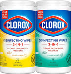 Clorox Disinfecting Cleaning Wipes Variety Pack, 75 Count Each, Pack of 2 (Package May Vary)