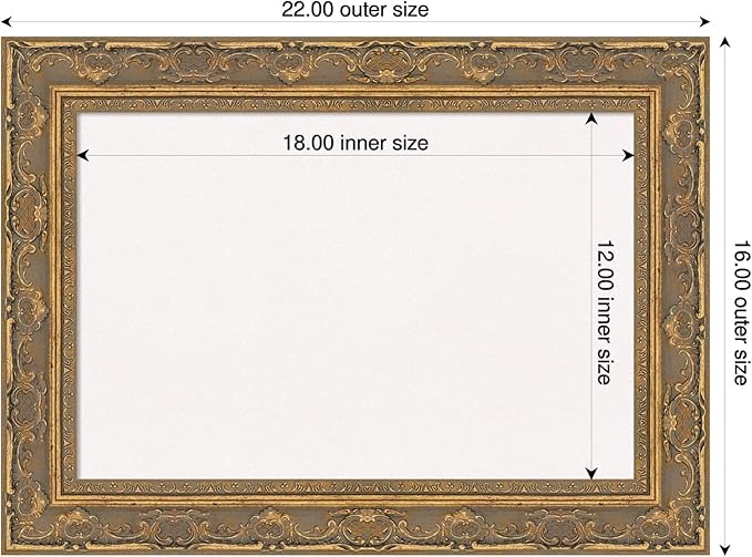 Amanti Art White Cork Board for Wall, 16x22 Vision Board with Gold Frame, Small Corkboard Office Decor for Home Organization, Traditional Corkboard Pinboard to Display Items for Home Organization