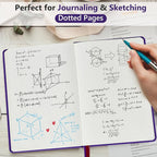 PERCUN Dotted Journal Notebook for Men & Women, 160 Pages Dot Grid notebook for Note Taking, Bullet Journaling Notebook for Work, School, Travel, Writing, A5 Hardcover 5.9" x 8.5" (Purple)