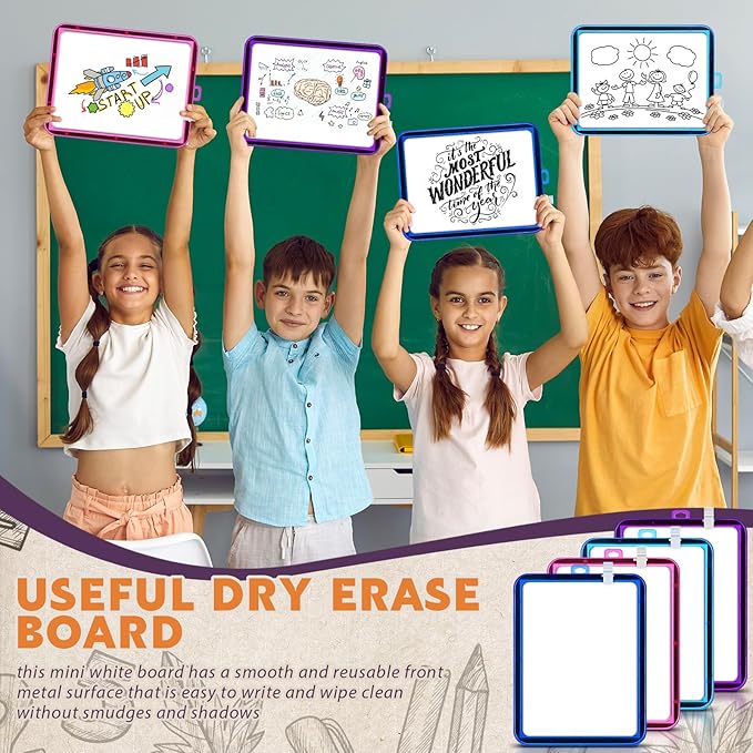 Outus 10 Pcs Dry Erase Mini White Boards Bulk 8.5 x 11'' Small Magnetic Whiteboard Double Sided Colored Writing Boards for Kids Students Locker Fridge(Clear Colorful)