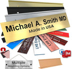 Engraved Name Plates for Doors, Walls, and Plaques Personalized Brushed Brass Plastic Plaque with Black Letters - Made in USA 2x6 M6