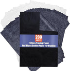 Carbon Paper Tracing Paper for Tracing - PSLER 120 Pcs White Translucent Tracing Paper and 100 Pcs Black Graphite Paper On Wood Fabric Artist Lettering Sketch Canvas Drawing A4 Size 8.5 X 11 Inch