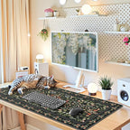 iCasso Desk Mat for Keyboard and Mouse, Large Mouse Pad, Desk Pad Mat, Anti-Slip Big Mousepad with Stitched Edges for Computer Desktop(Floral)