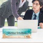 Personalized Name Plate for Desk Custom Acrylic Desk Name Plate Custom Employee Appreciation Gifts Office Gifts for Women, Men, Boss, Coworkers, Teacher, Nurse (Blue Underwater World)