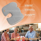 Gooo&Ma Ergonomic Seat Cushion with Air Fiber Core, Office Chair Cushion with Washable Cover & Non-Slip Base for Pressure Relief, Comfort for Long Sitting, Driving, Gaming (Gray)