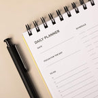 Undated Daily Planner Notebook – Spiral Bound A5 (5.75" x 8.5"), 60 Pages, Yellow Cover | Simple Organizer for Work, School & Personal Goals