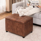 Joveco 24" Leather Storage Ottoman Bench, Rectangle Foot Rest Stool for Living Room, Bedroom, Entryway, Coffee