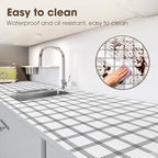 ALIUNI Drawer and Shelf Liner, Non-Slip Kitchen Cabinet Liners Non-Adhesive Thick Strong Grip Waterproof Washable Mats Protect Dresser Shelves Cupboard Bathroom Cabinets, White Stripes, 24IN X 20FT