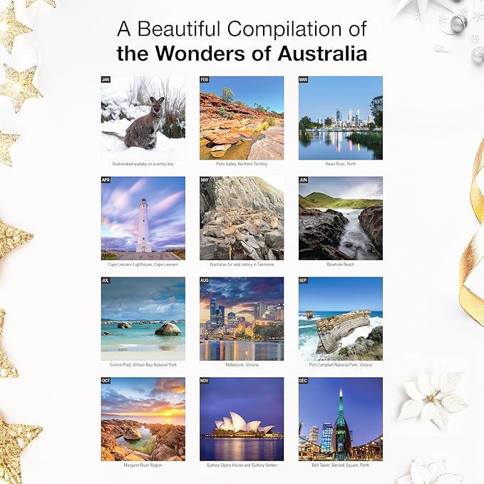 RED EMBER Australia 2026 Wall Calendar 12 Month | 12" x 24" Open | Thick & Sturdy Paper | Holiday Gift | Travel Calendar 2026