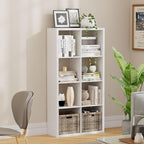 Jpiziso 8 Cube Storage Organizer, Cube Shelf with Heavy-Duty Thick Boards, 25.12" L x 9.37" W x 48.74" H, Smooth Easy-Clean Panels, Simple Assembly, for Living Room Bedroom Office, White