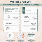 bloom daily planners HARDCOVER 2026 Planner (January to December) - A5 Task Goal Organizer - Monthly & Weekly Inspirational Agenda Book - 5.5" x 8.25" - Eucalyptus, White