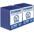 Samsill 0.5 Inch 3 Ring Binders, Made in USA, Economy Round Ring, Clear View Cover, 100 Sheet Capacity - for School, Home, Office - Blue, 12 Pack
