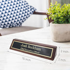 Business Wood Name Plate for Desk | Custom Desk Name Plate Personalized Gift for Office, The Perfect Engraved Name Plaque By Engraving International (2" x 10", Walnut Wood)