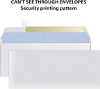 #10 Envelopes Letter Size Self Seal | 500 Business Mailing Security Peel and Sealing Envelope | 100% Tinted | no 10 White Windowless Legal Regular Plain Envelops Pack | 4-1/8 x 9-1/2 Inches | 24 LB