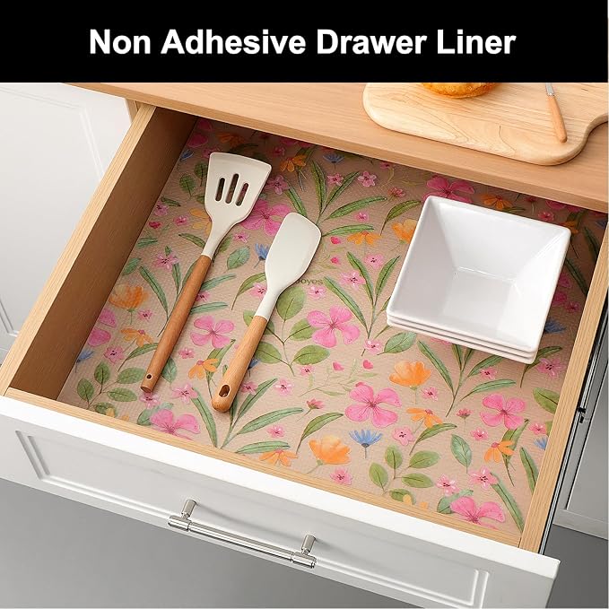 Cooyes Shelf Liner – Premium Non-Adhesive Cabinet & Drawer Liner for Kitchen – Waterproof Shelf Paper with Modern Pattern – Durable EVA Cabinet Mat – Easy to Cut （12" W x 240" L）