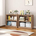 Bevfint Bookcase, 2 Tiers S Bookshelf Open Storage Organization, Floor Standing Indoor Furniture Book Case for Library Office Living Room Bedroom, Salt Oak - 2 Tier