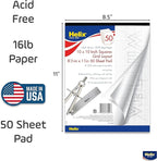 Helix - 100% Rag Vellum Paper Pad - 1 Inch Equals 10x10 Grid - 8.5 Inch x 11 Inch - 50 Sheet Pad - Acid-Free - Drafting, Art, Sketching and Tracing