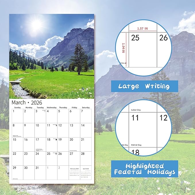 2026 Wall Calendar,Calendar 2026, July 2025 - December 2026, Wall Calendar Seasons In Bloom, 12" x 24" Opened,Full Page Months Thick & Sturdy Paper for Gift Perfect Calendar Organizing & Planning