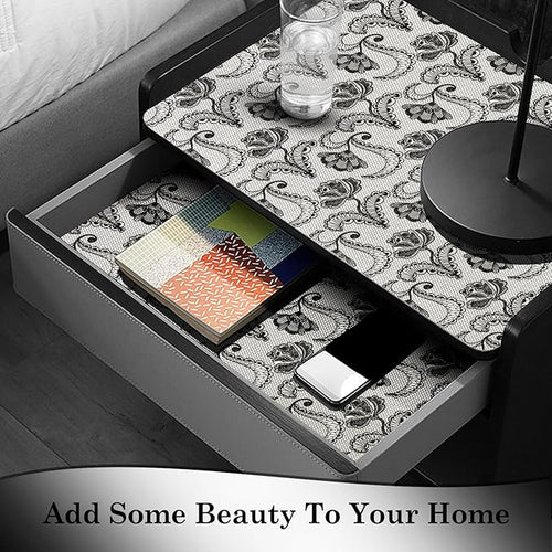 ALIUNI Drawer and Shelf Liner, Non-Slip Kitchen Cabinet Liners Non-Adhesive Thick Strong Grip Waterproof Washable Mats Protect Dresser Shelves Cupboard Bathroom Cabinets, Boho: Floral, 24 in X 10 FT