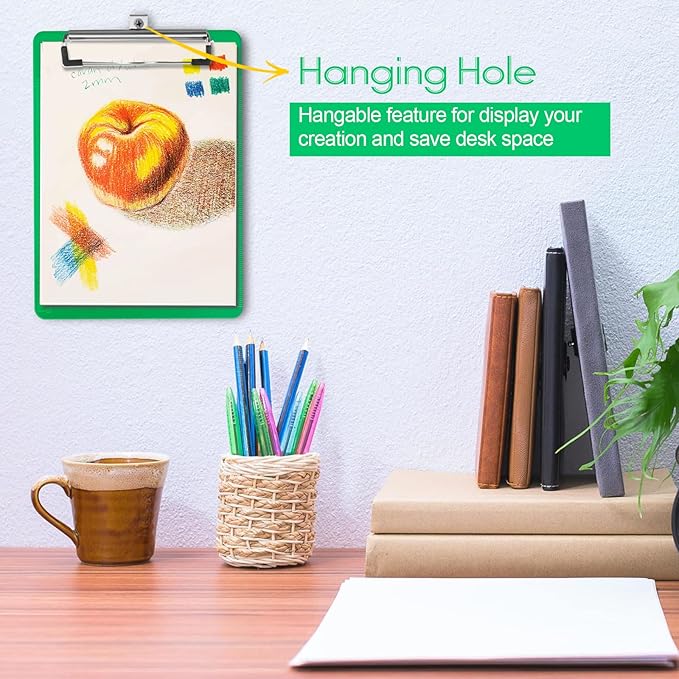 2 PCS Green Plastic Clipboard with Pen Holder,Nursing Clipboard Standard Letter A4 Size,Thickened Clip Boards 8.5x11,Hanging Clipboards for Women Kids Students School Office Home