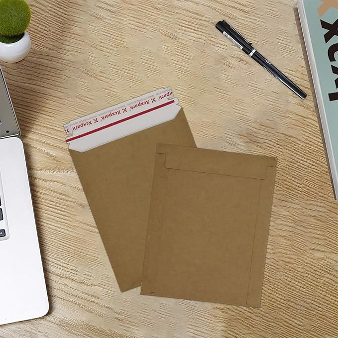 Xxcxpark 20 Pack brown Kraft Rigid Mailers, 7.5x9.5 inches Self Seal Photo Document Mailers Premium Cardboard Keep Flat Envelopes for Photos, Pictures, Papers CD