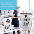 U.S. Art Supply 70" High Boardroom XL Black Aluminum Flip Chart Easel & Presentation Stand - Adjustable Floor/Tabletop, Portable Tripod, Holds 45 lbs, for Chart Paper, Poster Boards, & Pads