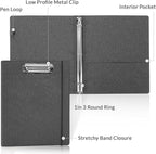 SKYDUE Clipboard Binder with Dividers,1 Inch 3 Ring Binder with Clipboard on Front for Organizer, Clipboard Folder with Pocket, Labels Office Supplies Gray