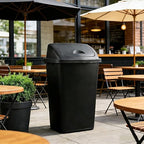 Uumitty 4 Packs 13 Gallon Plastic Tall Swing Top Garbage Can, Swing Lid Kitchen Trash Can, 25.6 Inch High, Black