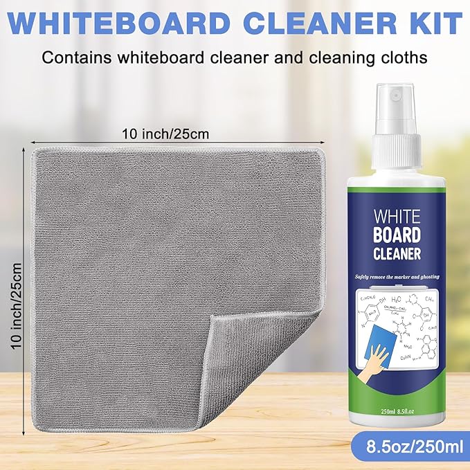 Dansib 6 Pack Whiteboard Cleaner Spray 8.5oz Dry Erase Board Cleaner with 4 Cloths Non Toxic Dry Erase Cleaner Removes Stubborn Marks from Whiteboards