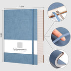 AHGXG Graph Paper Notebook - 320 Pages Grid Paper Notebook Large Journal B5, 100gsm Thick Graph Paper, Leather Softcover, Inner Pocket, 7.6'' X 10''- GrayBlue