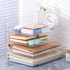CiWiVOKi 2 Pack Stackable Paper Tray, Acrylic File Organizer for Desk, Office Organizer and Storage for Desk Accessories, Notes, Books, File Paper, Document