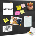 VUSIGN Large Cork Board for Wall 47"x35", 12 Pack Bulletin Board, Felt Wall Tiles with Adhesive Tabs and Push Pins, Push Pin Board for Office, School, Home, Black