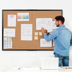 Board2by Extra Large Cork Bulletin Board 60" X 48", Foldable Notice Pin Board for Wall, Black Wood Framed 5'x4' Corkboard, Wall Mounted Noticeboard with 32 Push Pins for School, Home & Office
