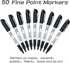 Shuttle Art Permanent Markers, 50 Pack Black Permanent Marker set,Fine Point, Works on Plastic,Wood,Stone,Metal and Glass for Doodling, Marking