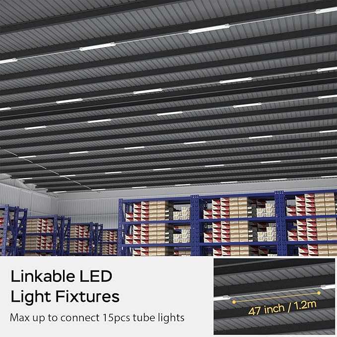 Modlicht Plug in Light Fixture, 4FT Linkable 5000K Plug-in Ceiling Lights for Shop Garage, LED Tube Light for Closet, Cabinet, Workbench, Kitchen, Office, Bathroom, Triproof, 36W