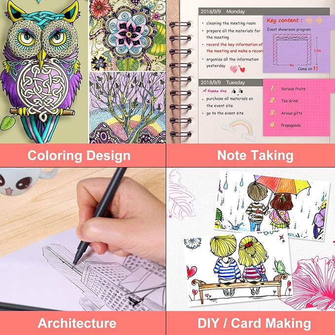 iBayam Journal Planner Pens Colored Pens, Office Supplies, Fine Point Fineliner Drawing Art Markers for Bullet Journaling Scrapbooking Notebook Writing Note Taking Calendar Stationary, 18-Color