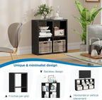 4 Cube Storage Organizer, 2x2 Cube Bookshelf, Cubby Storage Shelf, Wooden Organizer Shelf with Thickened Boards, for Closet Bedroom Home Office Living Room, 25.12" L x 9.37" W x 25.12" H, Black