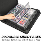 Sibonic 9 Pocket TopLoader Binder, Holds 360 3”x4” Toploader Hard Cases, Sleeves Card Collection Binder, 20 Double Sided Pages, Compatible with Trading & Sports Holder - Black