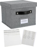 TARSUKA Greeting Card Organizer with dividers - Storage Box with lid Holds 150+ Cards - Assortment Box for Greeting Cards,Recipes, Photos, Envelopes, Keepsake - 9 x 9 x 7 Inches (Gray, 1 pcs)